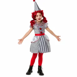 Kostuum meisjes creepy clown maat M/120-130cm
