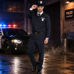 Kostuum Politie officier donkerblauw heren maat 50/52