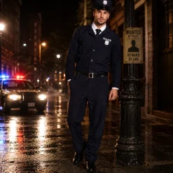 Kostuum Politie officier donkerblauw heren maat 54/56