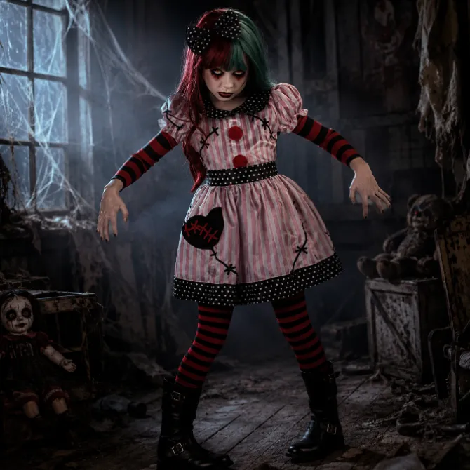 Kostuum possessed doll 10-12 jaar