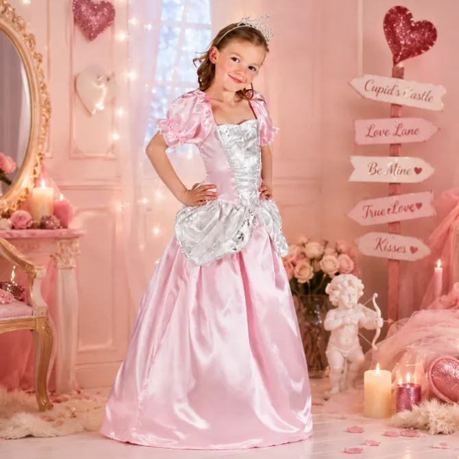 Kostuum prinses Rosabel roze/wit meisje 10-12 jaar