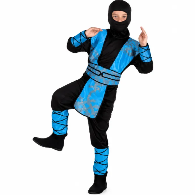 Kostuum Royal ninja blauw/zwart jongen 7-9 jaar