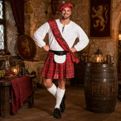 Kostuum Scotsman heren rood/wit maat 50/52
