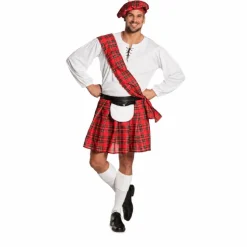 Kostuum Scotsman rood/wit heren maat 54/56