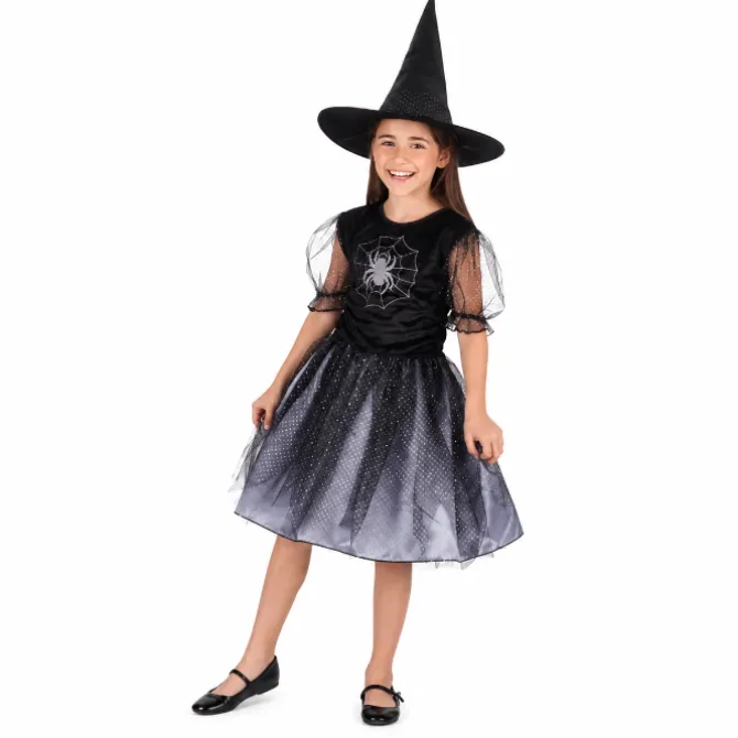 Kostuum Spider witch zwart meisje 7-9 jaar