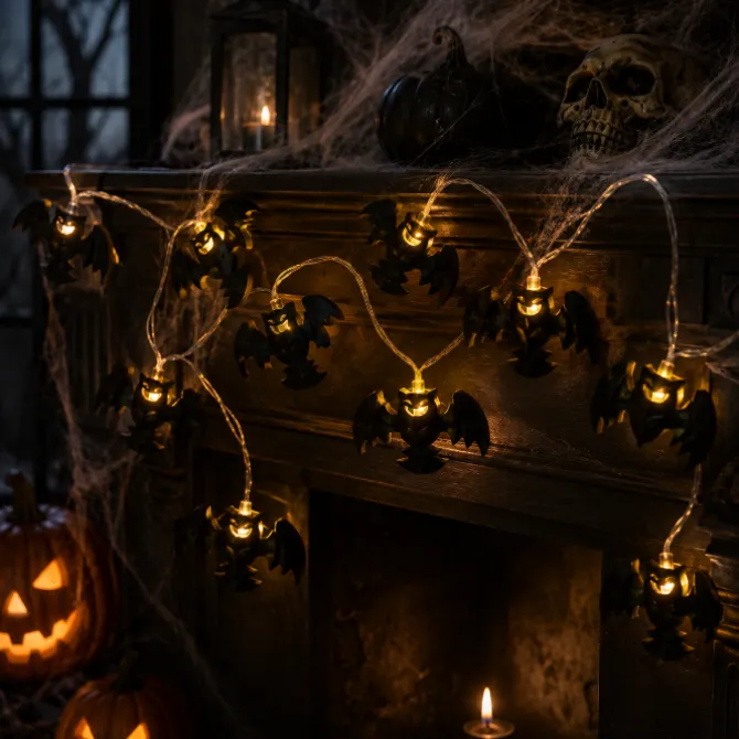 LED-licht slinger Halloween vleermuis 150cm