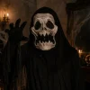 Masker Halloween creepy skelet zwart/wit