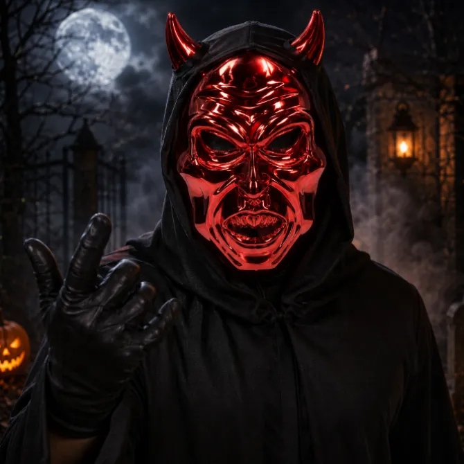 Masker Halloween duivel rood/zwart