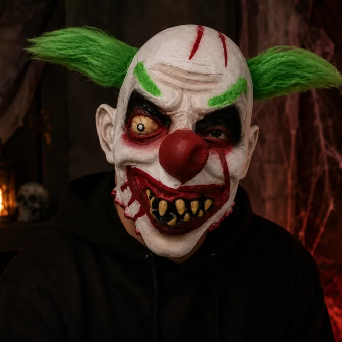 Masker horror clown groen haar