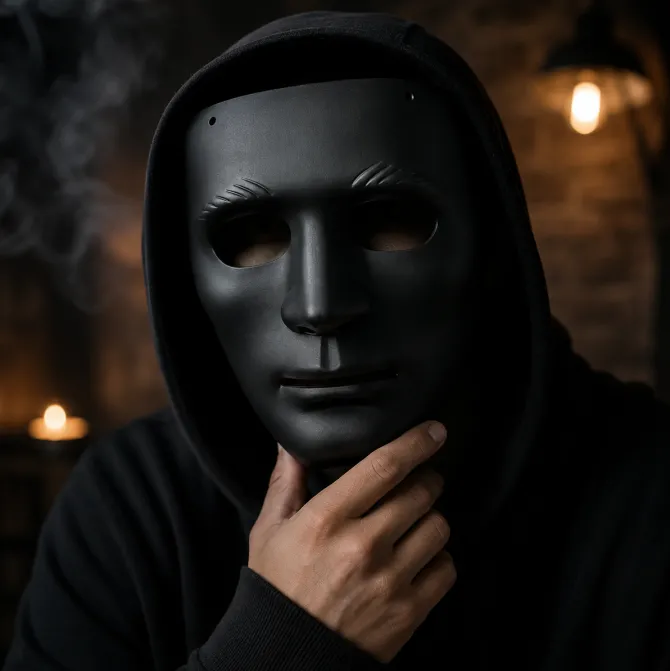 Masker vlak gezicht zwart gezichtsbedekkend