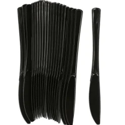 Messen - herbruikbaar - plastic - zwart - 20 stuks