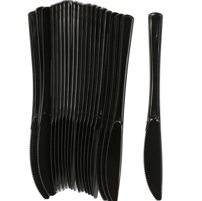 Messen - herbruikbaar - plastic - zwart - 20 stuks