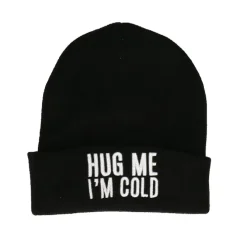 Muts Hug me I'm cold zwart/wit