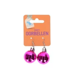 Oorbellen discobal roze