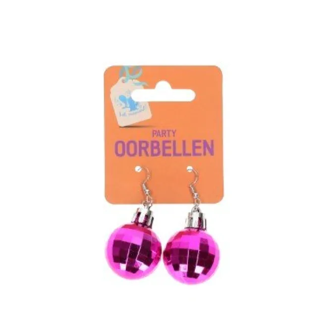 Oorbellen discobal roze