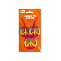 Oorbellen en ketting peace regenboog