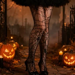Panty Halloween spinnen zwart one size