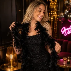 Party boa veren zwart