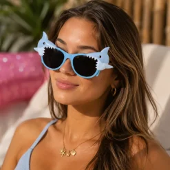 Partybril haaien blauw