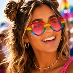 Partybril hart regenboog