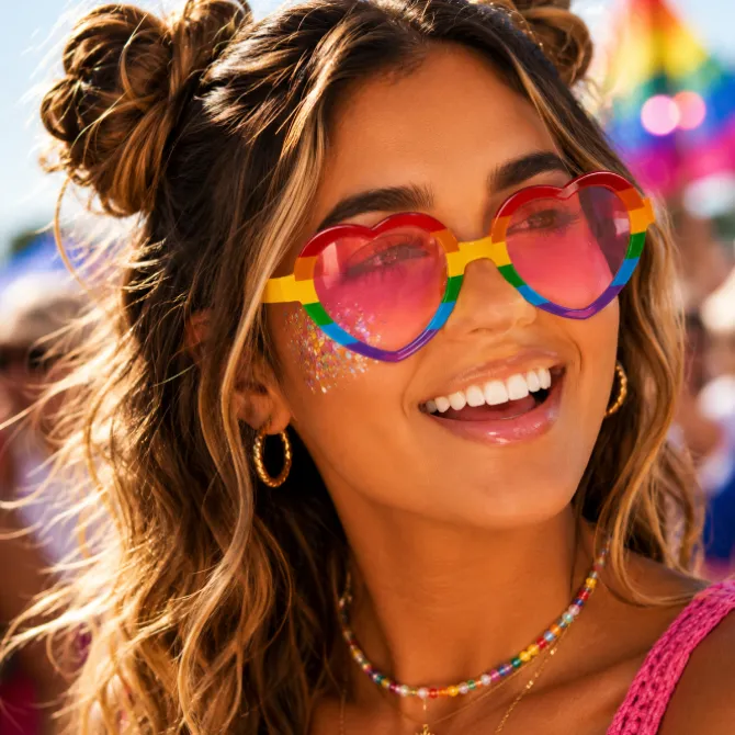Partybril hart regenboog