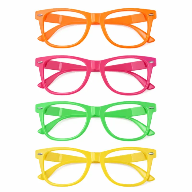 Partybrillen neon meerkleurig 4 stuks