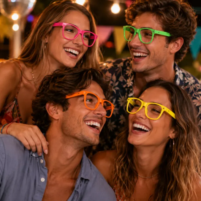 Partybrillen neon meerkleurig 4 stuks