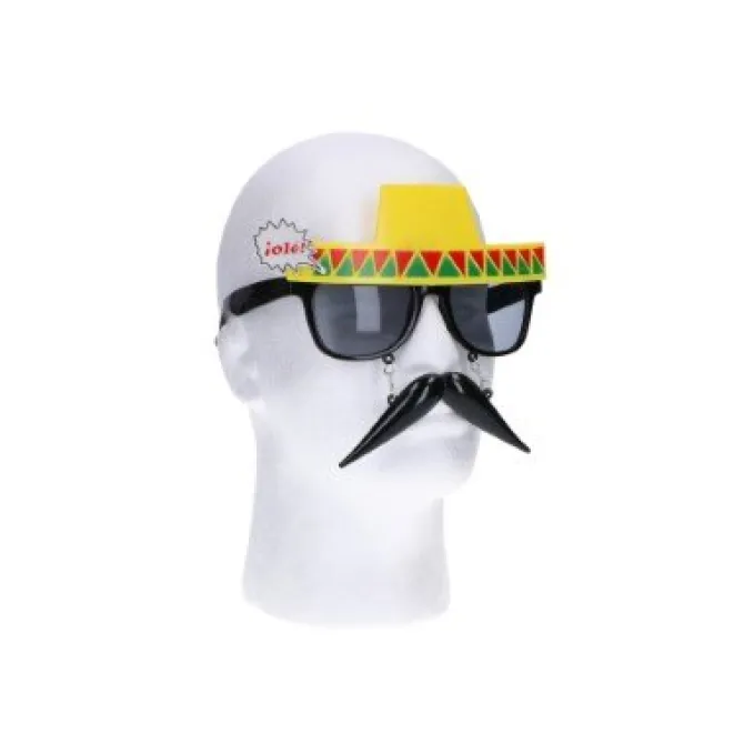 Partybril sombrero met snor