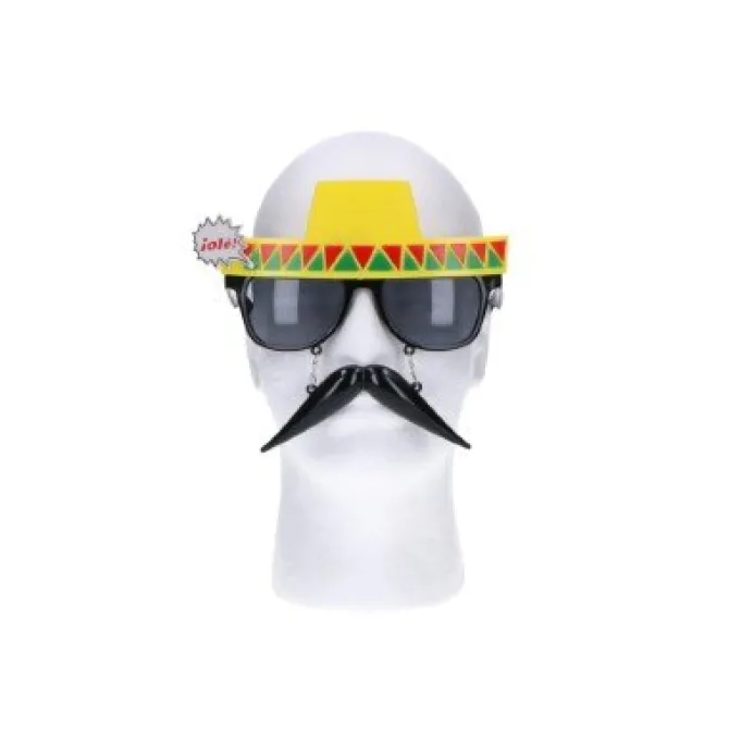 Partybril sombrero met snor