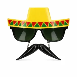 Partybril sombrero met snor