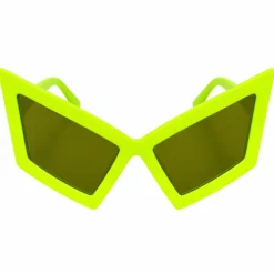 Partybril vlinder neon geel