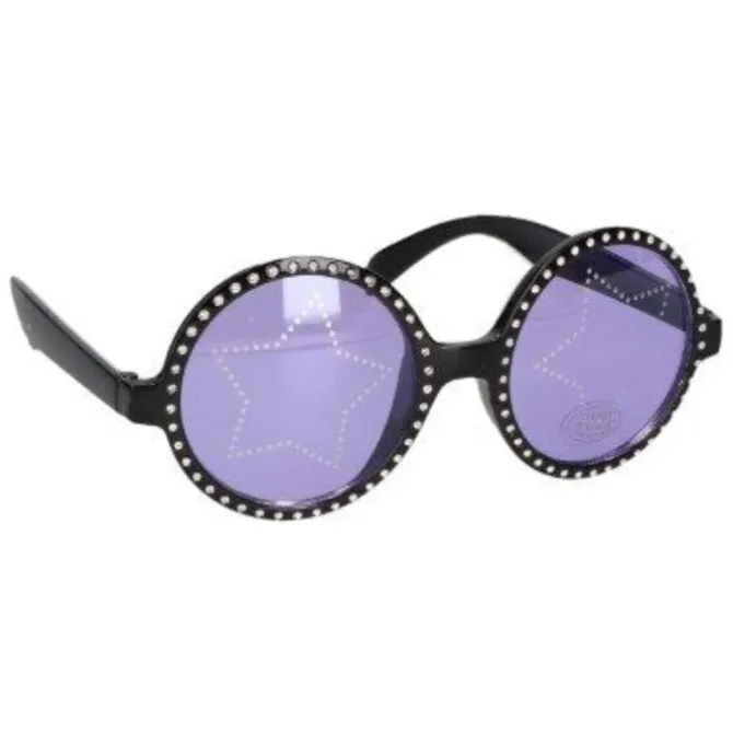 Partybril zwart diamantjes ster