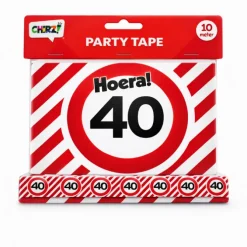 Party tape "Hoera 40 jaar'' 10 meter
