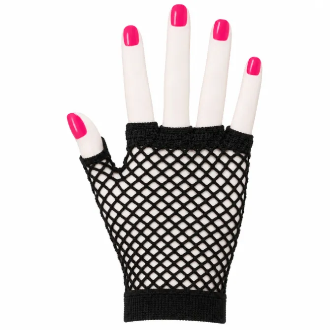 Party visnet handschoenen zwart kort