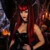 Pruik Halloween rood/zwart