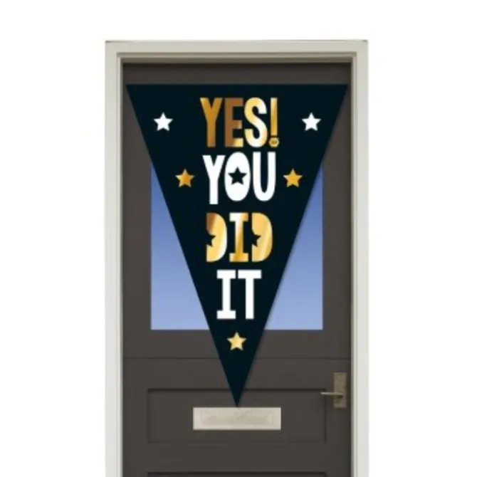Puntvlag "You did it" zwart/goud 100 x 150cm