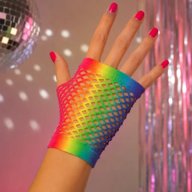 Regenboog handschoenen party