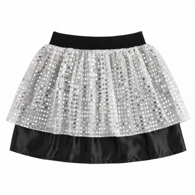 Rokje glitter zilver one size