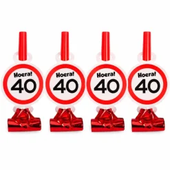 Rolfluitjes 40 jaar rood/wit 4 stuks