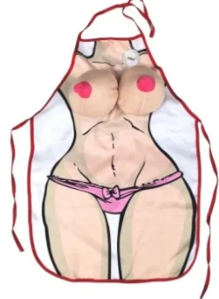 Schort vrouw borsten beige
