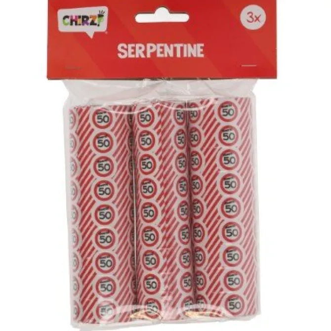 Serpentine 50 jaar rood/wit 3 stuks