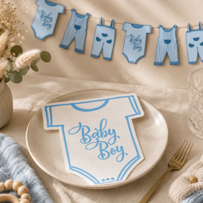 Servetten babyromper blauw - 16 stuks