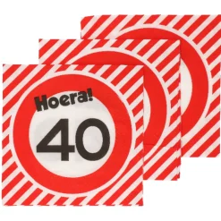 Servetten 40 jaar verkeersbord 33x33 cm - 20 stuks