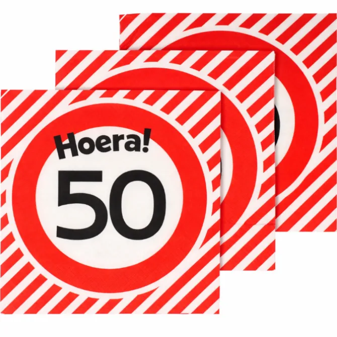 Servetten 50 jaar verkeersbord 33x33 cm - 20 stuks