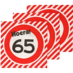 Servetten 65 jaar verkeersbord 33x33 cm - 20 stuks