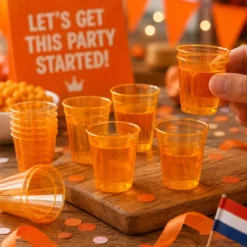 Shotglazen oranje plastic 20 ml - 24 stuks