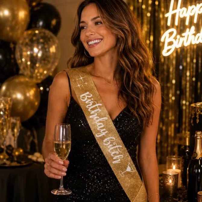 Sjerp Birthday bitch - glitter goud