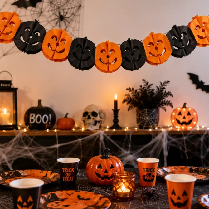 Slinger Halloween pompoen oranje 3m