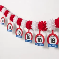 Slinger papier 18 jaar rood/wit