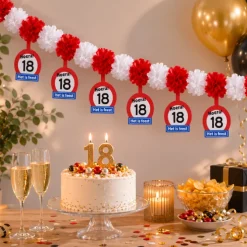 Slinger papier 18 jaar rood/wit